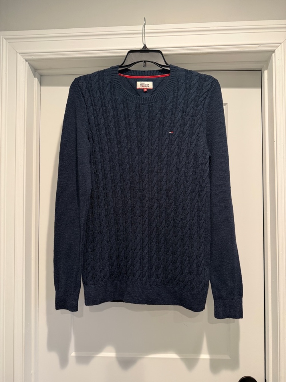 Tommy Hilfiger Men's Cable-Knit Crewneck Sweater - Slate Blue - Picture 1 of 3